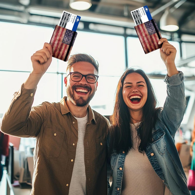 bassyil Passport Holder for Women and Men PU Leather Passport Cover for Travel (American Flag) - Image 5
